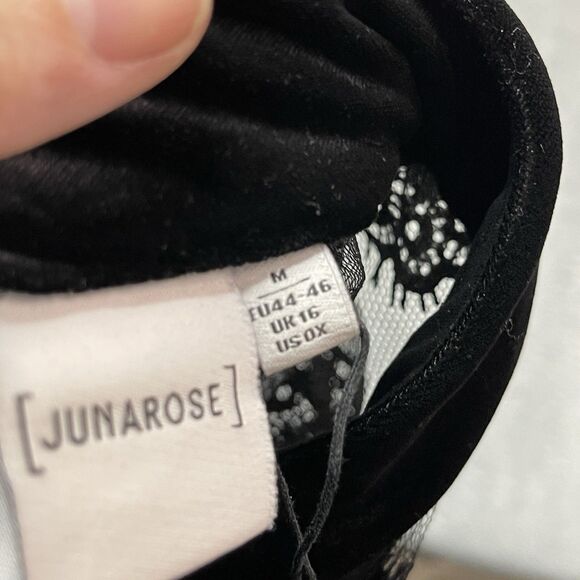 Junarose Women’s Lace And Velvet Dress Medium Black Lolita Goth Dark Romantic - Picture 11 of 11